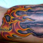 Flaming Skull with Harley Emblem